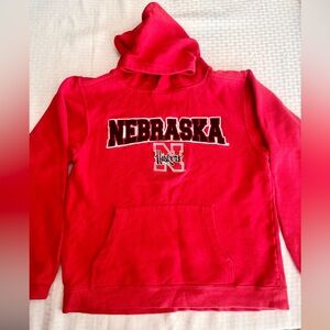 Nebraska Huskers Youth L 14/16 Red Hoodie NCAA Fleece Pullover